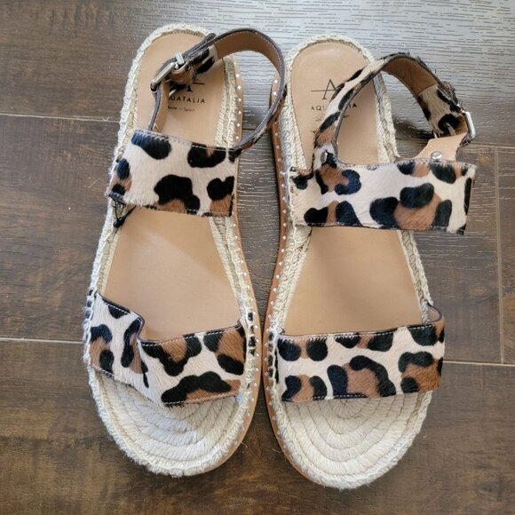 NEW Aquatalia Sandals Womens 9 Leopard Designer Contemporary Chic Summer - Picture 2 of 9